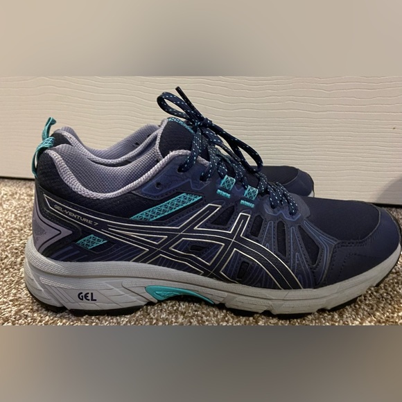 Asics Women's Size 8.5 Gel Venture 7 Running Shoes Blue 1012A477 EUC - Picture 1 of 7